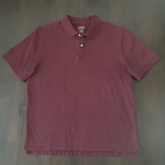 L.L. BEAN POLO SHIRT COTTON DEEP WINE BURGUNDY SHORT SLEEVES - Picture 4 of 9
